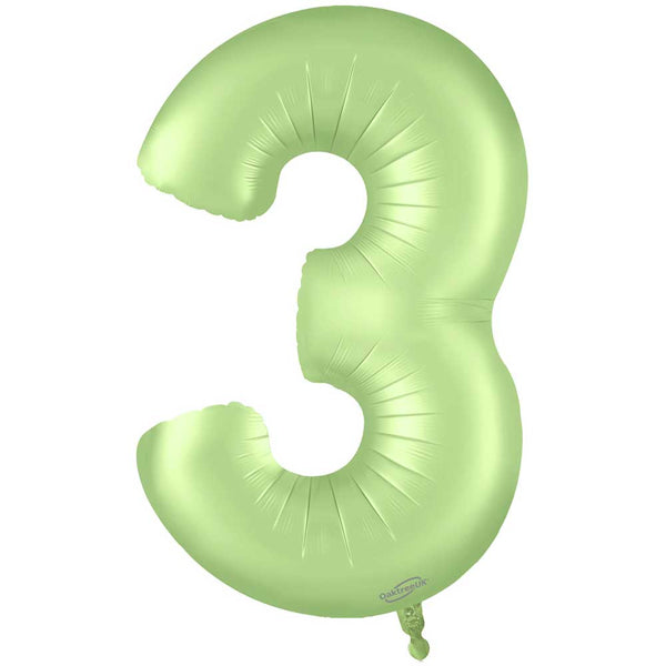 34 inch NUMBER 3 - OAKTREE - SATIN PASTEL PISTACHIO