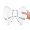 13 inch WHITE METALLIC BOW (5PK)