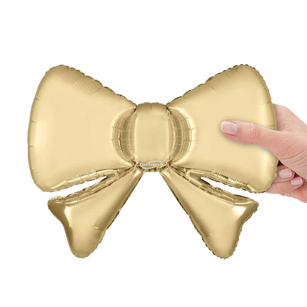 13 inch GOLD SILK METALLIC BOW (5PK)