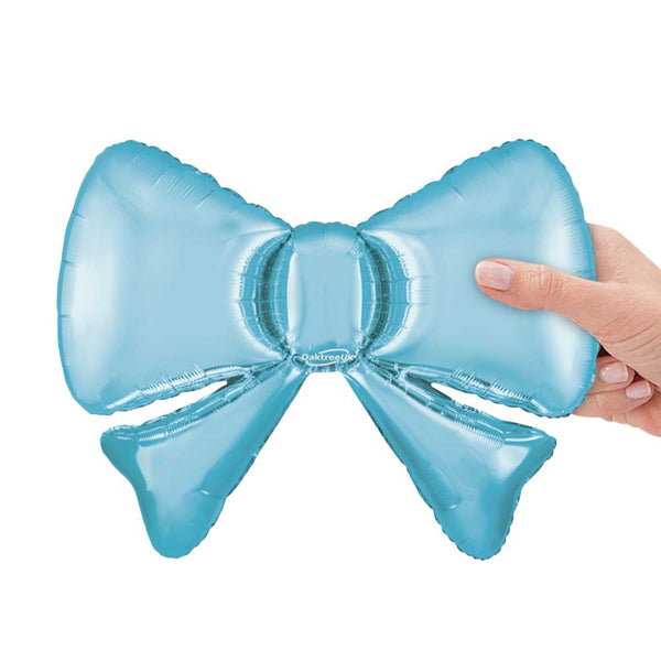 13 inch SATIN PASTEL BLUE METALLIC BOW (5PK)