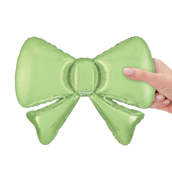 13 inch SATIN PASTEL PISTACHIO METALLIC BOW (5PK)