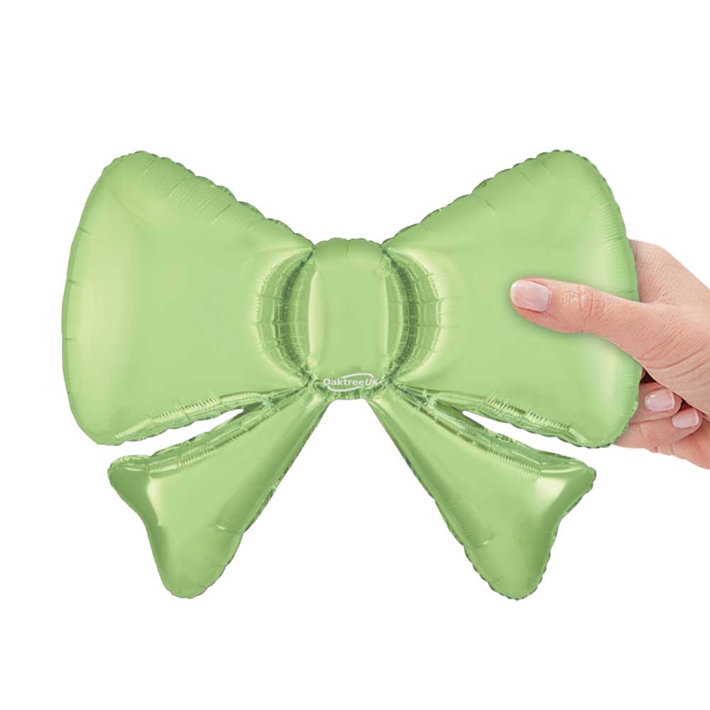 13 inch SATIN PASTEL PISTACHIO METALLIC BOW (5PK)