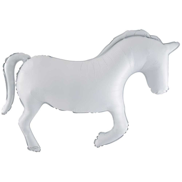35 inch HORSE SOLID COLOR WHITE METALLIC