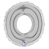 7 inch NUMBER 0 - SILVER MEGALOON - LA Balloons
