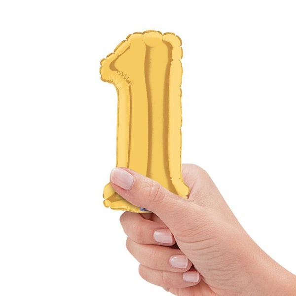 7 inch NUMBER 1 - GOLD MEGALOON - LA Balloons