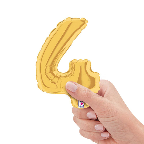 7 inch NUMBER 4 - GOLD MEGALOON - LA Balloons