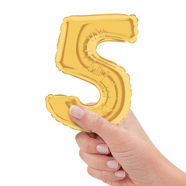 7 inch NUMBER 5 - GOLD MEGALOON - LA Balloons