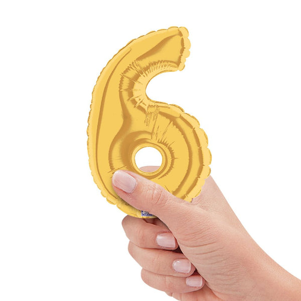 7 inch NUMBER 6 - GOLD MEGALOON - LA Balloons
