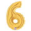 7 inch NUMBER 6 - GOLD MEGALOON - LA Balloons