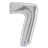 7 inch NUMBER 7 - SILVER MEGALOON - LA Balloons