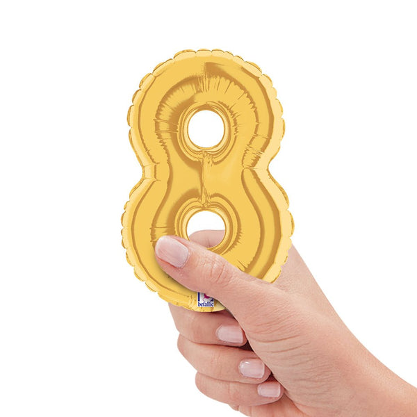 7 inch NUMBER 8 - GOLD MEGALOON - LA Balloons