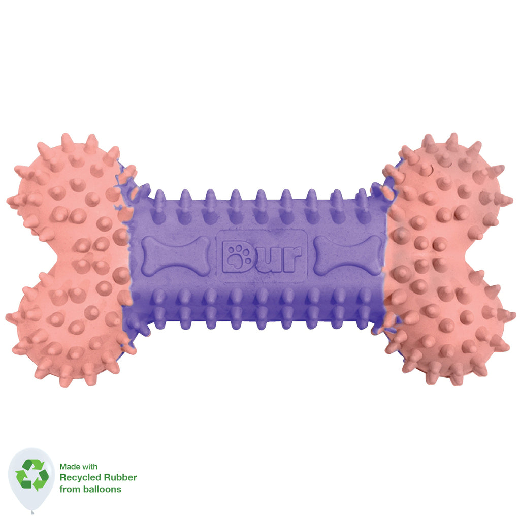 DUR DOG TOYS - SMALL BONE IN LILAC & PINK - CREATED FROM RECYCLED BALLOONS