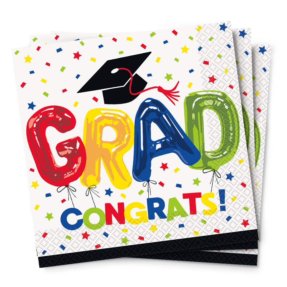 LETTER BALLOON GRAD ENSEMBLE LUNCHEON NAPKINS (16 PK)