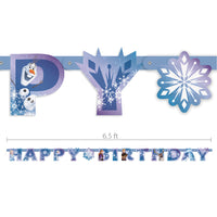 Unique 6.5 foot FROZEN HAPPY BIRTHDAY JOINTED BANNER Party Decor 77310-UN
