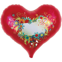 Ibrex 14 inch JELLY HEART - ORNATE FLOWER CARD Foil Balloon 803877-PB-P