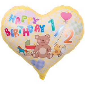 Ibrex 14 inch JELLY HEART - HALF BIRTHDAY TOY BOX YELLOW Foil Balloon 803881-PB-U