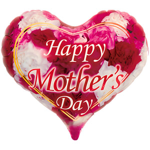 Ibrex 14 inch JELLY HEART - MOTHER'S DAY CARNATION RED & WHITE Foil Balloon 803887-PB-P