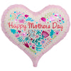 Ibrex 14 inch JELLY HEART - MOTHER'S DAY FLORAL LEAVES Foil Balloon 803888-PB-P