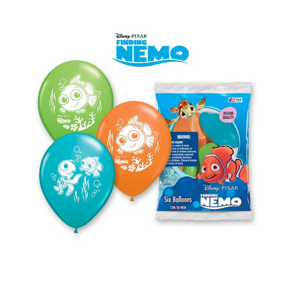 Qualatex 12 inch FINDING NEMO (6 PK) Latex Balloons 87447-PP