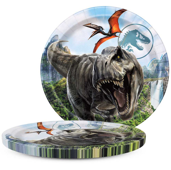 9 inch JURASSIC WORLD REBIRTH ROUND DINNER PLATES (8 PK) - LA Balloons