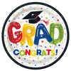 9 inch LETTER BALLOON GRAD ENSEMBLE ROUND DINNER PLATES (8 PK) - LA Balloons