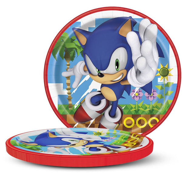 9 inch SONIC THE HEDGEHOG ROUND DINNER PLATES (8 PK) - LA Balloons