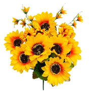 Party Brands 20 inch SUN FLOWER BUSH - ORANGE YELLOW Silk Flowers 400233-PB