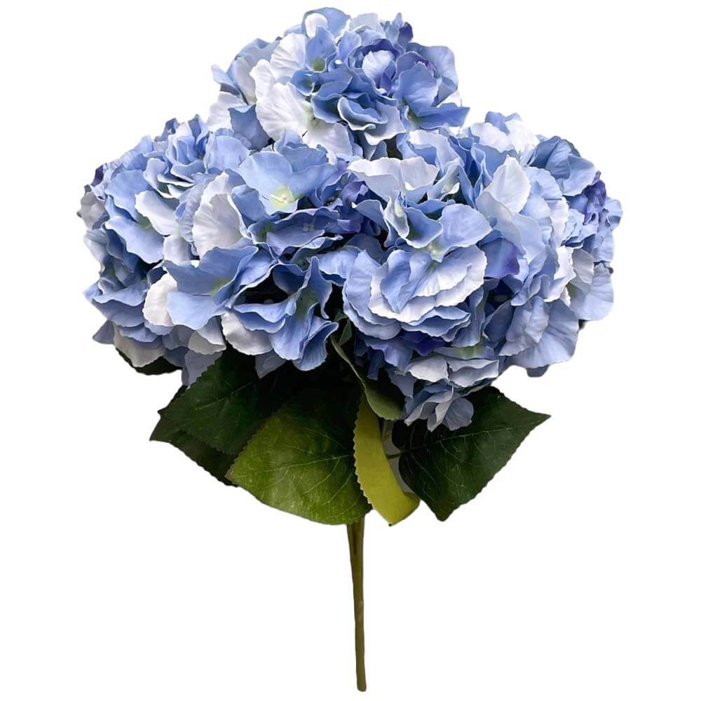Party Brands 18 inch SILK PONGEE HYDRANGEA BUSH - BLUE Silk Flowers 400204-PB