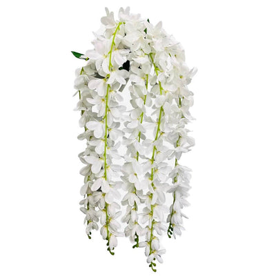 Party Brands 32 inch HANGING ORCHID BUSH - WHITE Silk Flowers 400219-PB