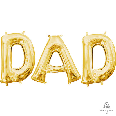 Anagram 16 inch DAD ANAGRAM LETTERS KIT - GOLD (AIR-FILL ONLY) Foil Balloon KT-400042-A