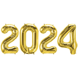 16 Mini 2024 Gold Air Fill Number Balloon Set