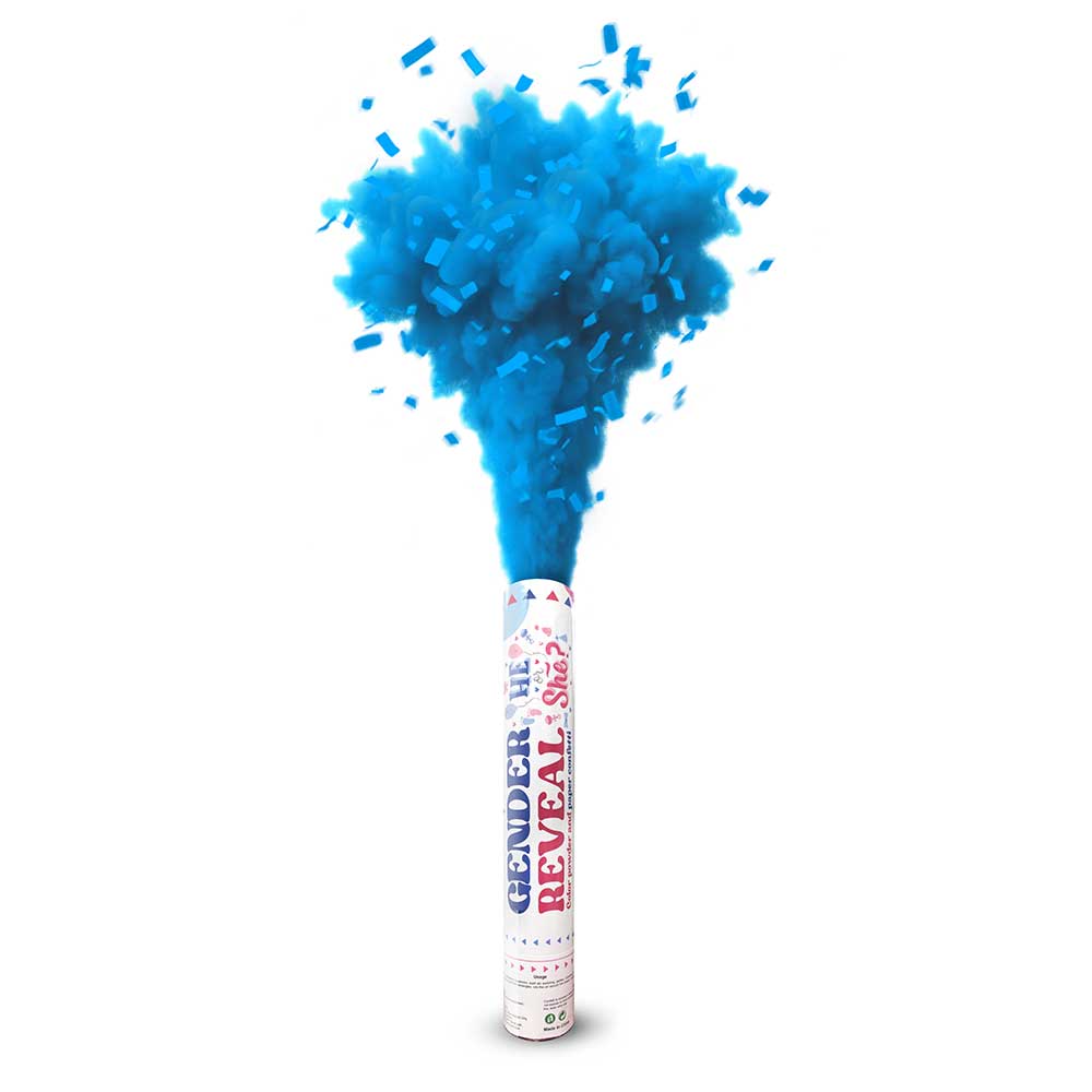 GENDER REVEAL COLOR POWDER & PAPER CONFETTI CANNON - BLUE (BOY)