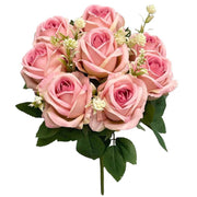 Party Brands 17 inch GYPSO ROSE BUSH - ROSE & PINK Silk Flowers 400206-PB