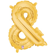 Betallic 14 inch AMPERSAND - GOLD (AIRFILL ONLY) Foil Balloon 34861GP-B-P
