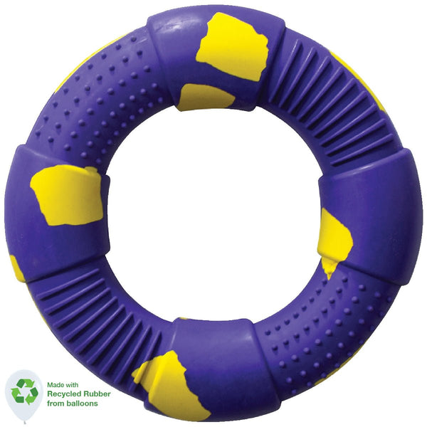 DUR DOG TOYS - LARGE RING IN VIOLET & YELLOW - CREATED FROM RECYCLED BALLOONS - LA Balloons