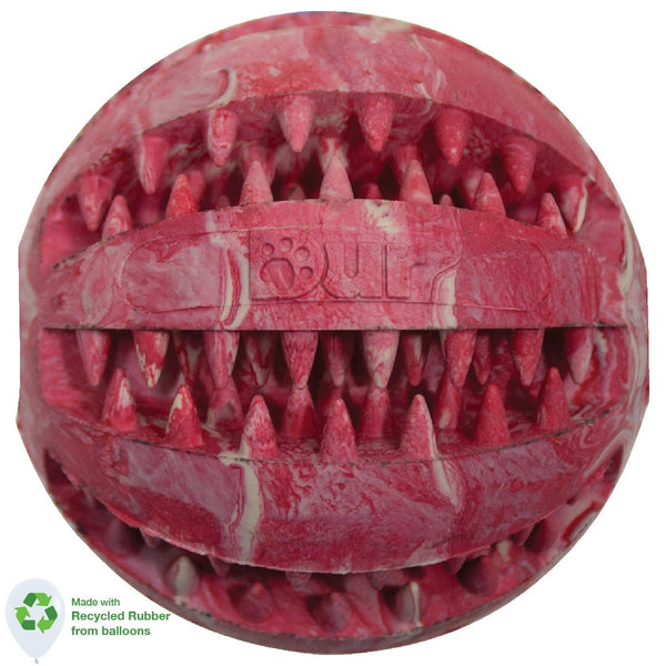 DUR DOG TOYS - MEDIUM BALL IN RED & WHITE - CREATED FROM RECYCLED BALLOONS - LA Balloons