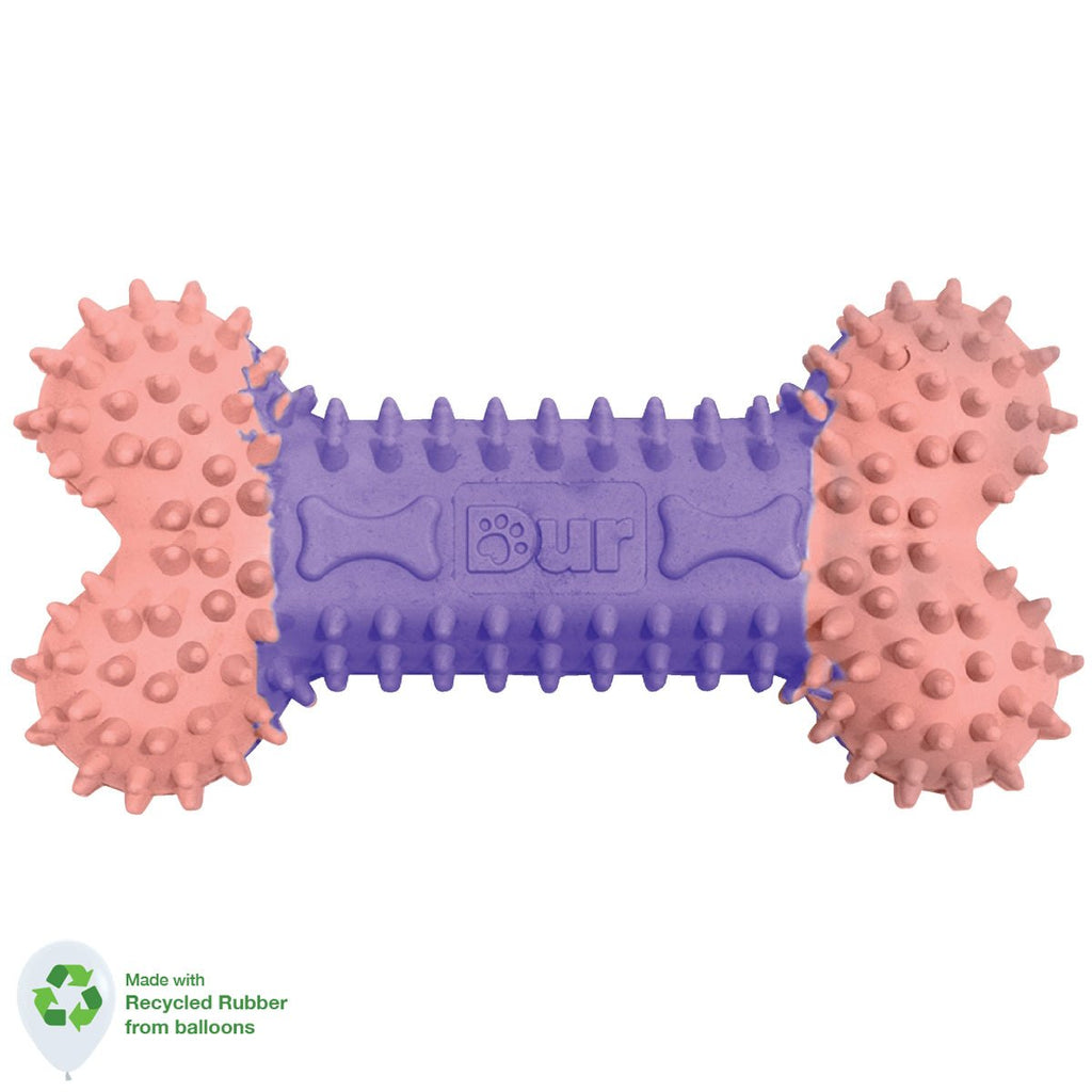 DUR DOG TOYS - SMALL BONE IN LILAC & PINK - CREATED FROM RECYCLED BALLOONS
