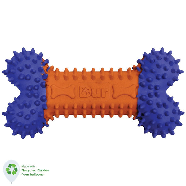 DUR DOG TOYS - SMALL BONE IN ORANGE & BLUE - CREATED FROM RECYCLED BALLOONS - LA Balloons