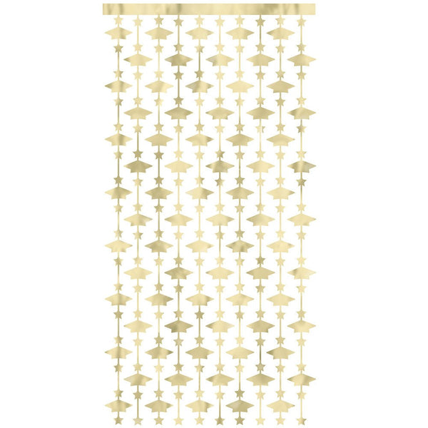 GOLD FOIL GRAD CAP PHOTO BOOTH BACKDROP 39 inch X 79 inch - LA Balloons