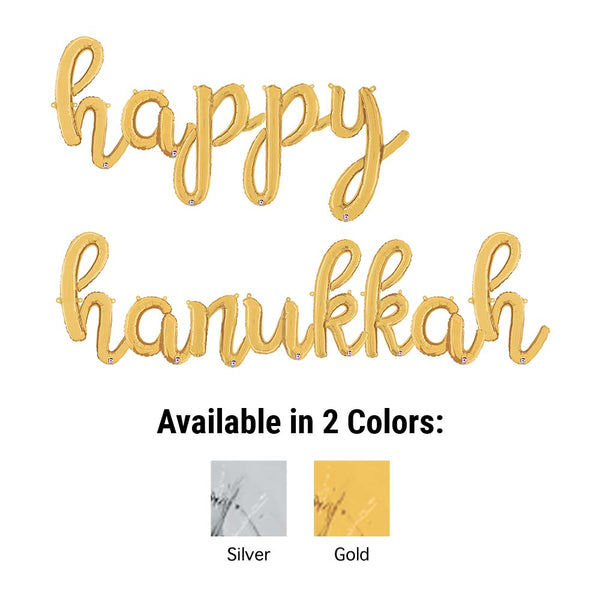 HAPPY HANUKKAH - BETALLIC SCRIPT LETTERS KIT (AIR - FILL ONLY) - LA Balloons