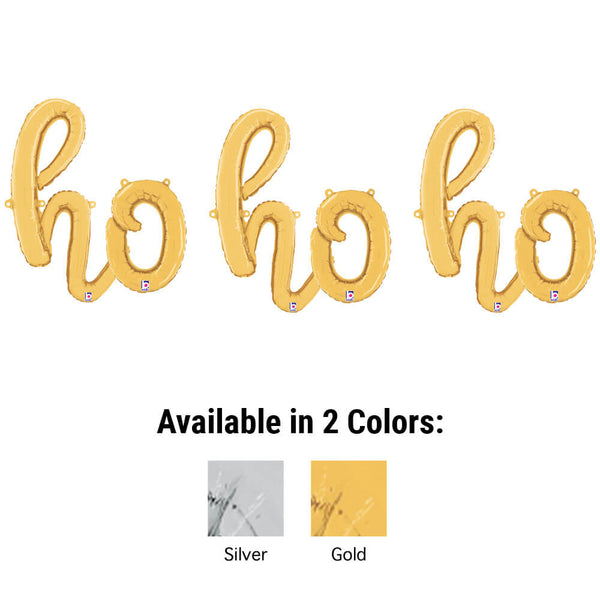 HO HO HO - BETALLIC SCRIPT LETTERS KIT (AIR - FILL ONLY) - LA Balloons