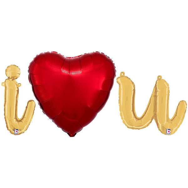 I (HEART) U - BETALLIC SCRIPT LETTERS KIT (AIR - FILL ONLY) - LA Balloons