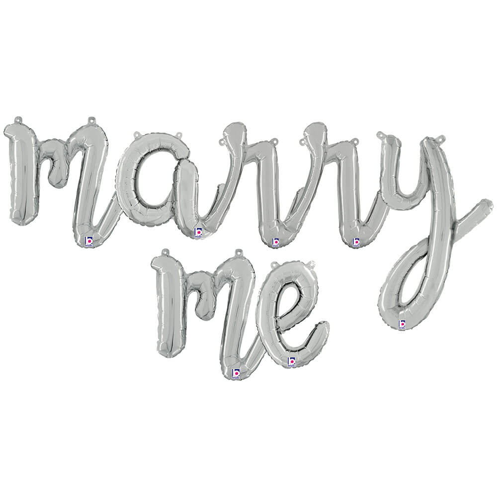 Marry Me Script Betallic Marry Me Script Letters Kit Foil Balloon - LA Balloons