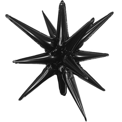 Party Brands 3D STAR-BURST ALL-IN-ONE - METALLIC BLACK (AIR-FILL ONLY) Foil Balloon