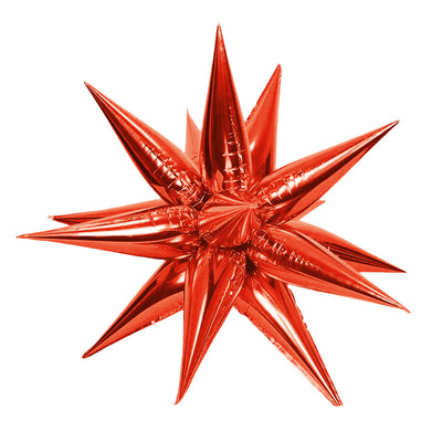 Party Brands 3D STAR-BURST - METALLIC RED (AIR-FILL ONLY) Foil Balloon