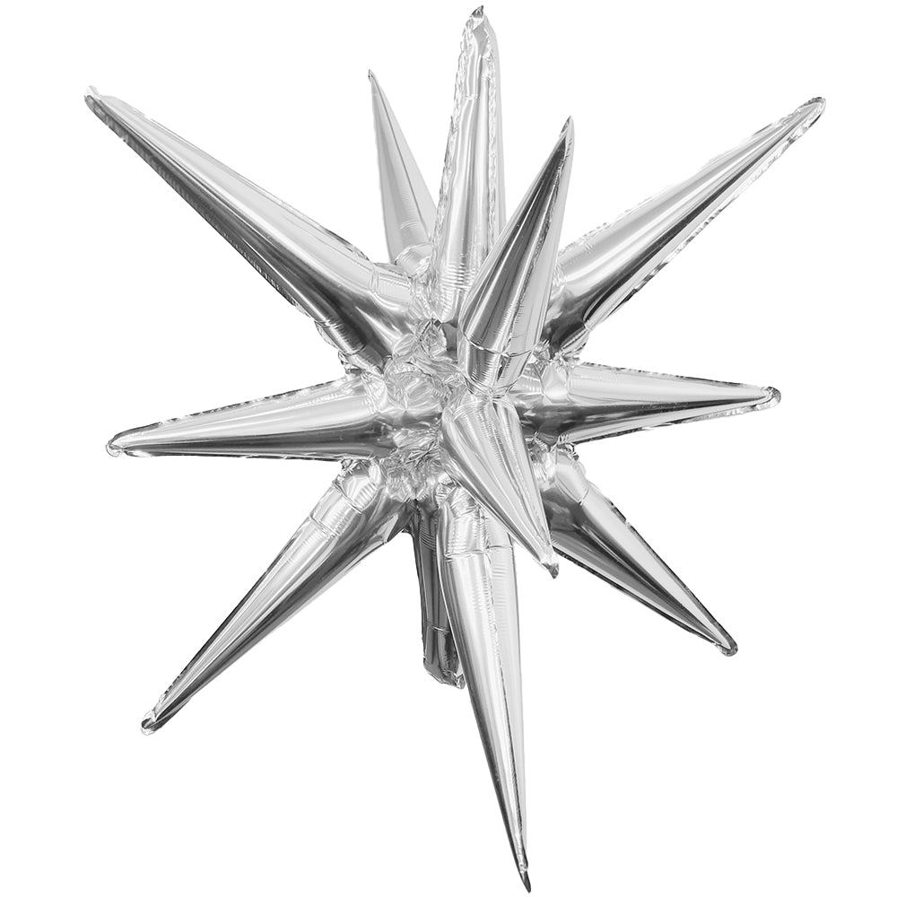 Party Brands 3D STAR-BURST ALL-IN-ONE - METALLIC SILVER (AIR-FILL ONLY) Foil Balloon 10209-PB-U