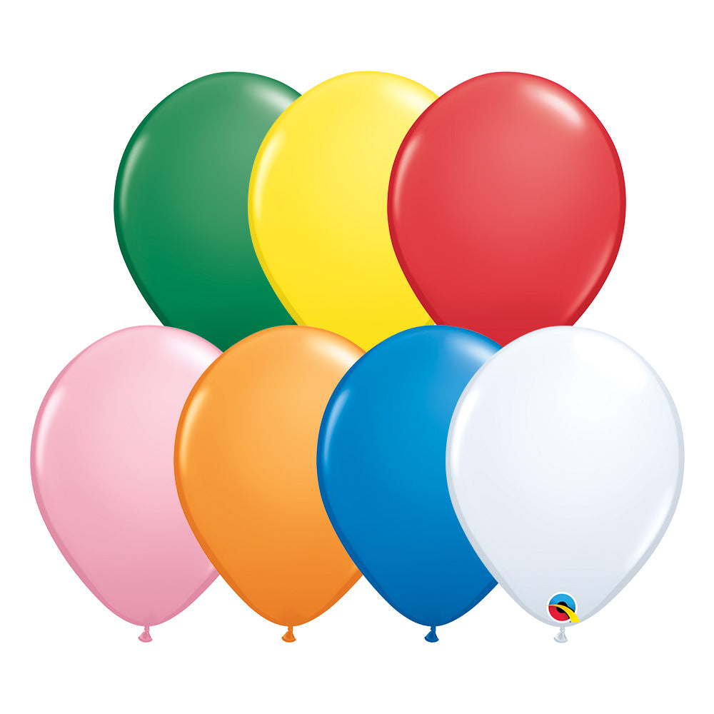 Qualatex 11 inch QUALATEX STANDARD ASSORTMENT W/ WHITE Latex Balloons 43757-Q