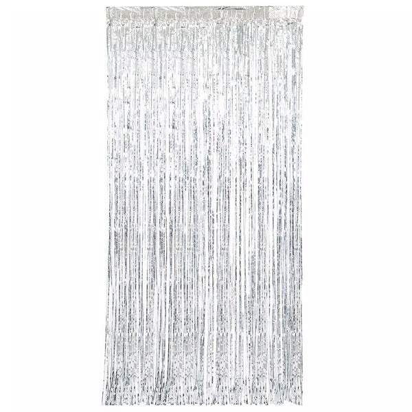 SILVER FRINGE DOOR CURTAIN 3.25ft X 6.5ft - LA Balloons