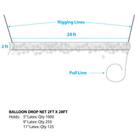 Silver Rainbow BOSS 250™ - BALLOON DROP NET - LOW CEILING - 28ft x 2ft Balloon Drops BOSS250-SR