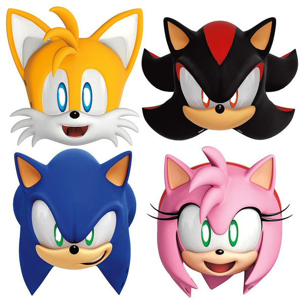 SONIC THE HEDGEHOG PAPER MASKS (8 PK) - LA Balloons